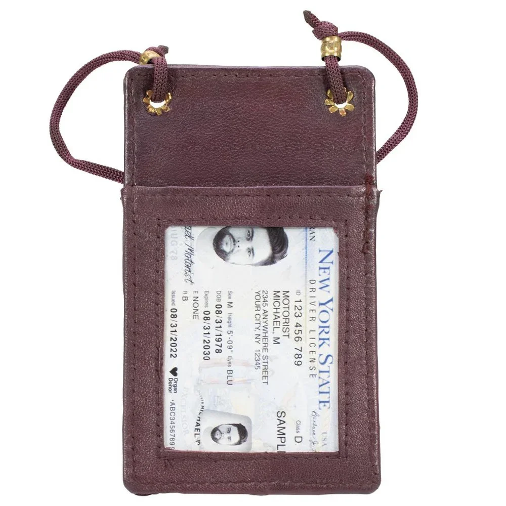 Genuine Leather ID Holder foe men/Women, ID Card Organizer for School, Office